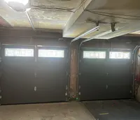 Insulated garage doors seen from inside